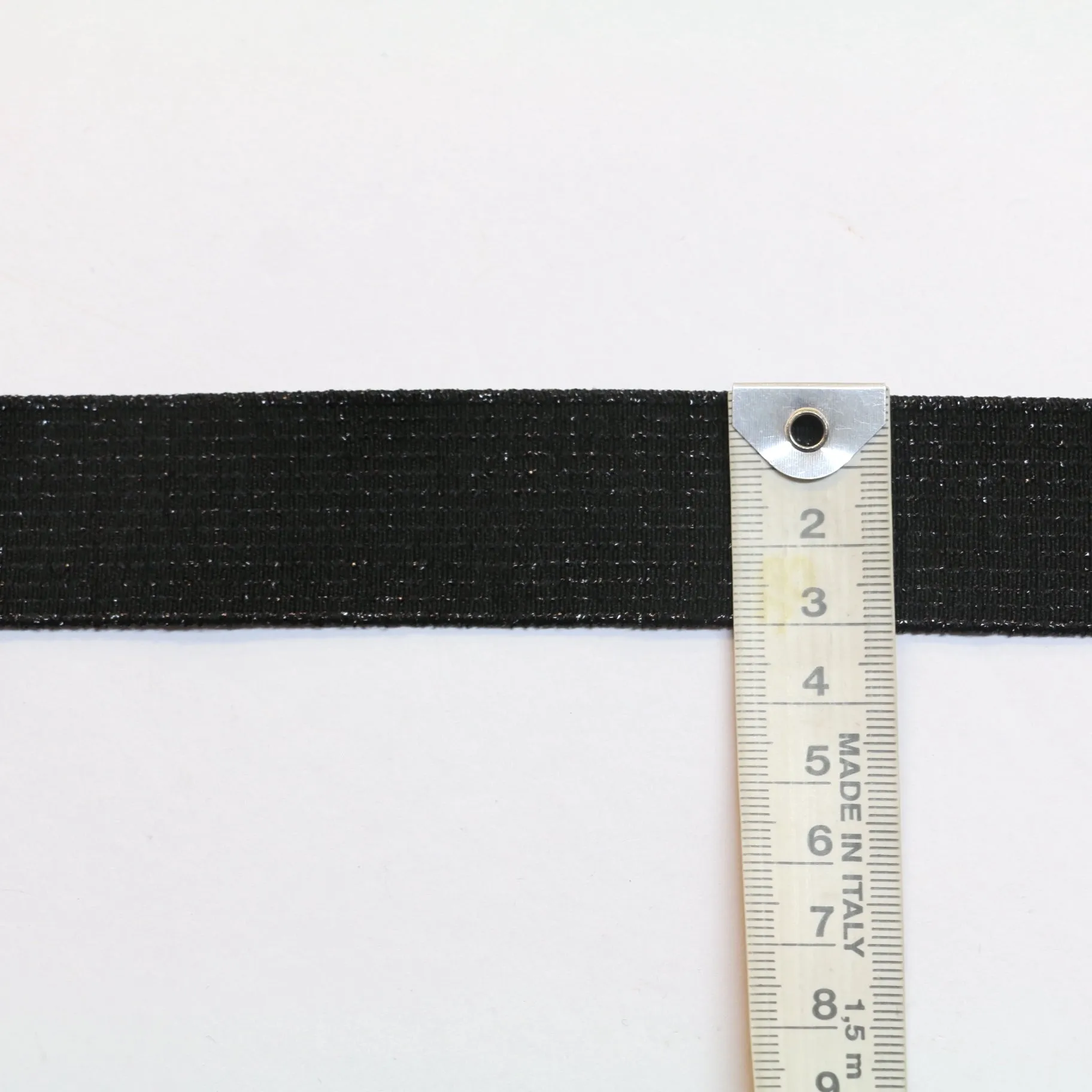 Metallic Fancy Elastic (30mm/ 1 1/4") - Striped Black/Black Metallic