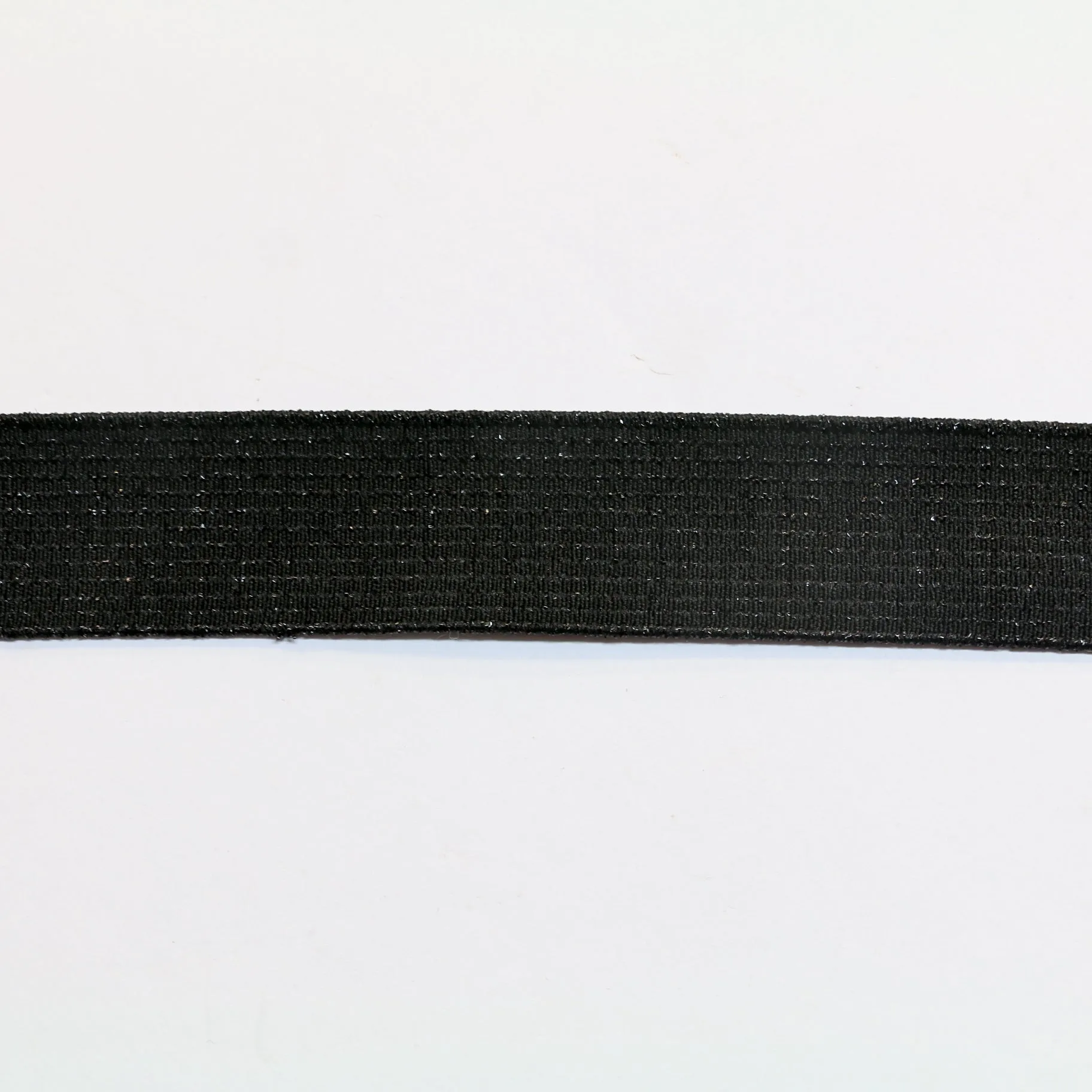 Metallic Fancy Elastic (30mm/ 1 1/4") - Striped Black/Black Metallic