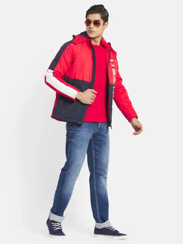 Mettle Men Red Colourblocked Sporty Jacket