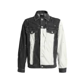 Multi Rivet Denim Jacket Bicolor