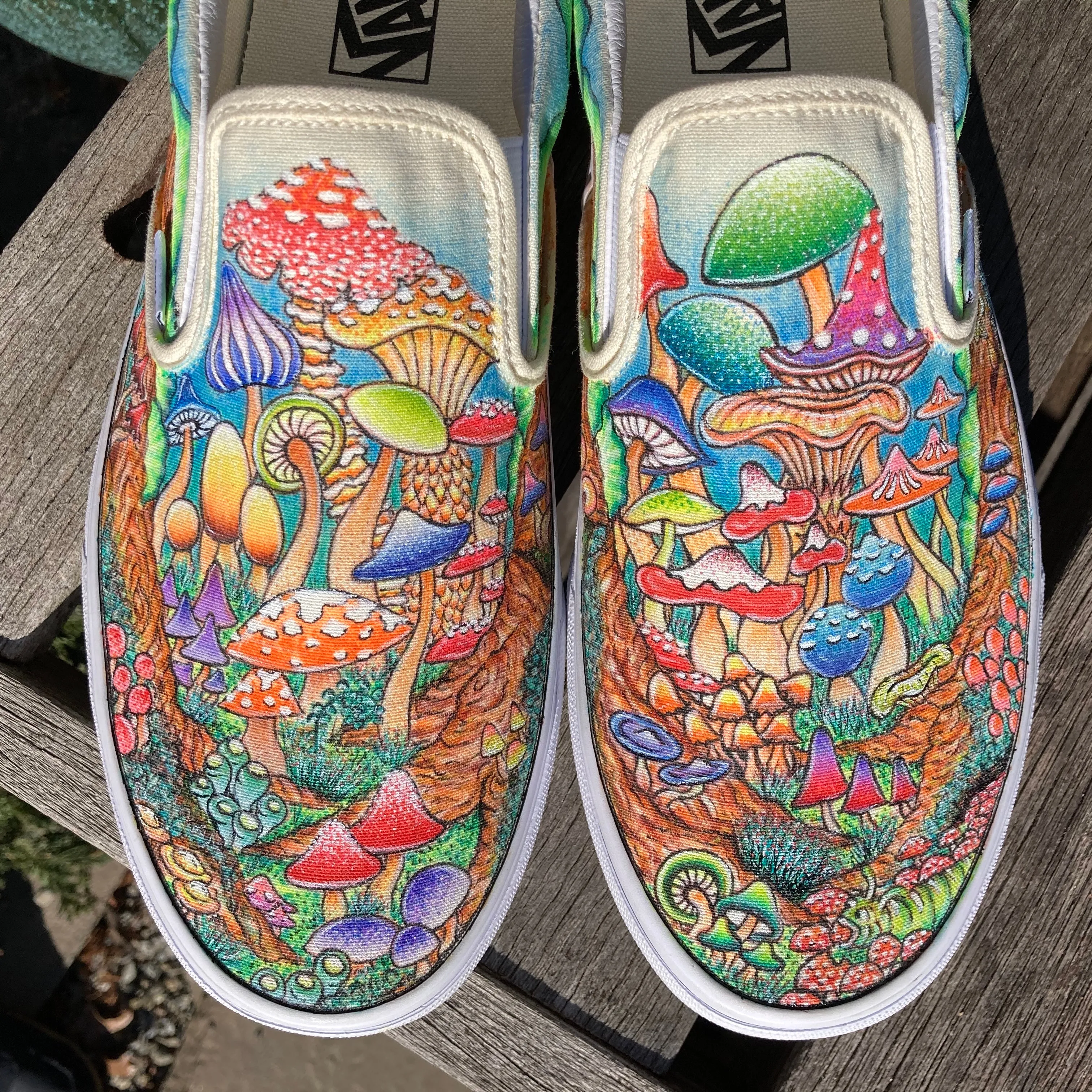 Mushroom themed custom Vans Slip On Sneakers