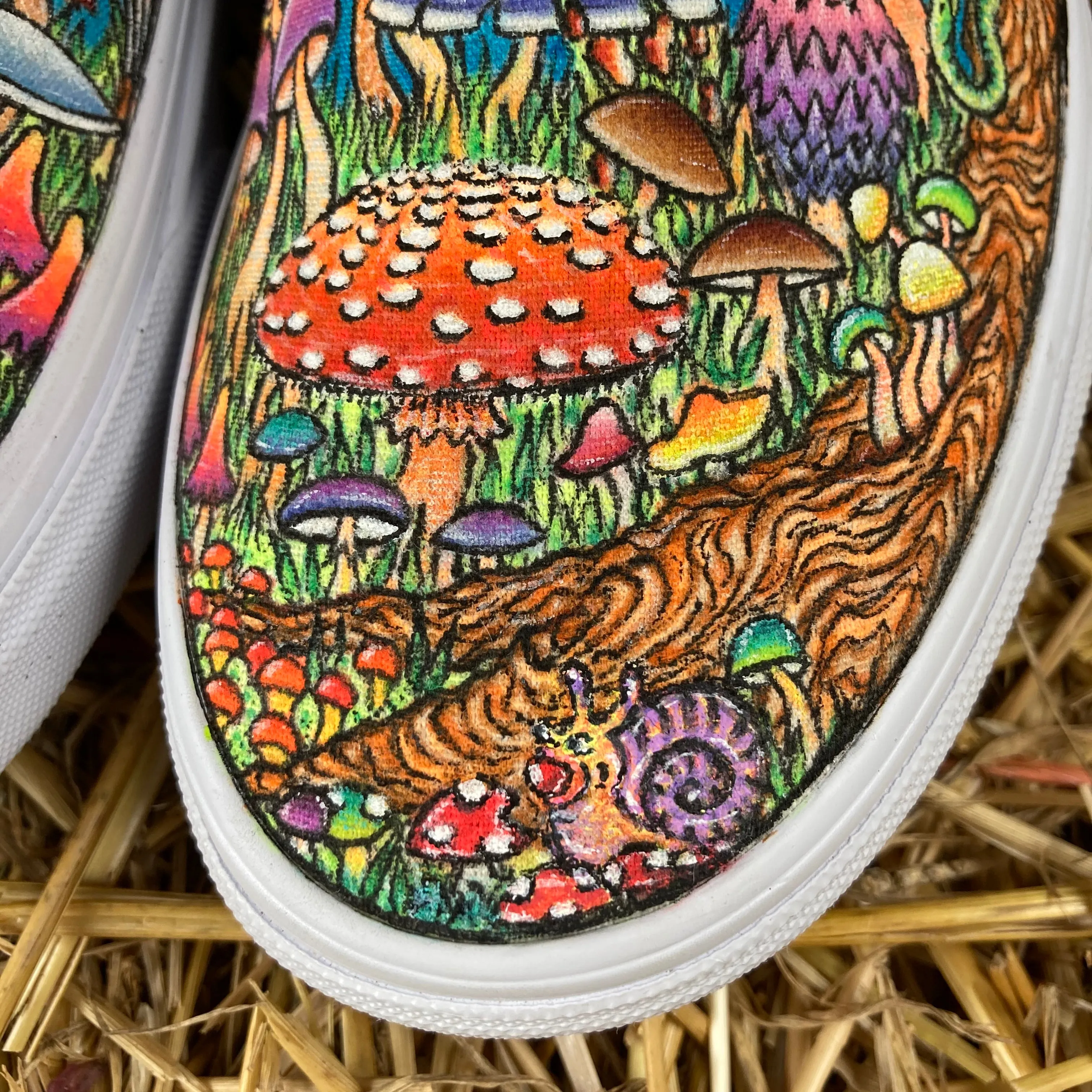 Mushroom themed custom Vans Slip On Sneakers