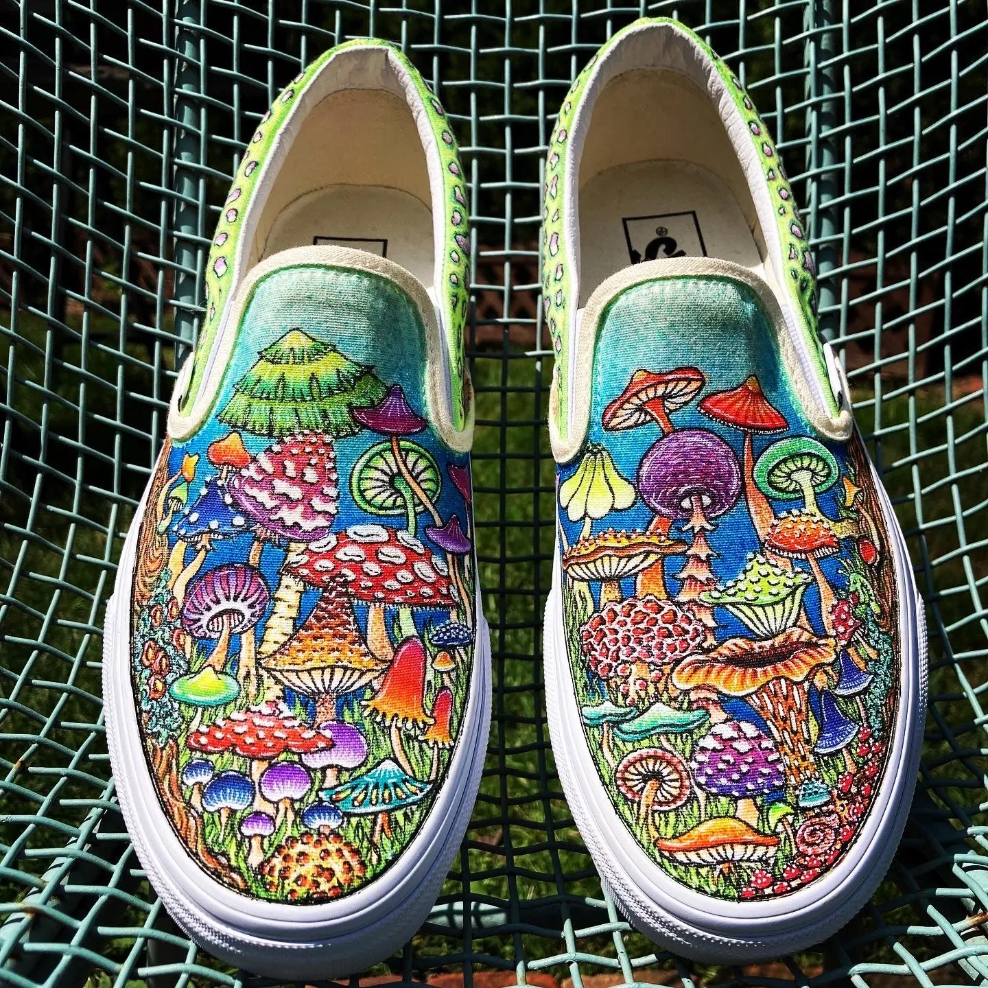 Mushroom themed custom Vans Slip On Sneakers