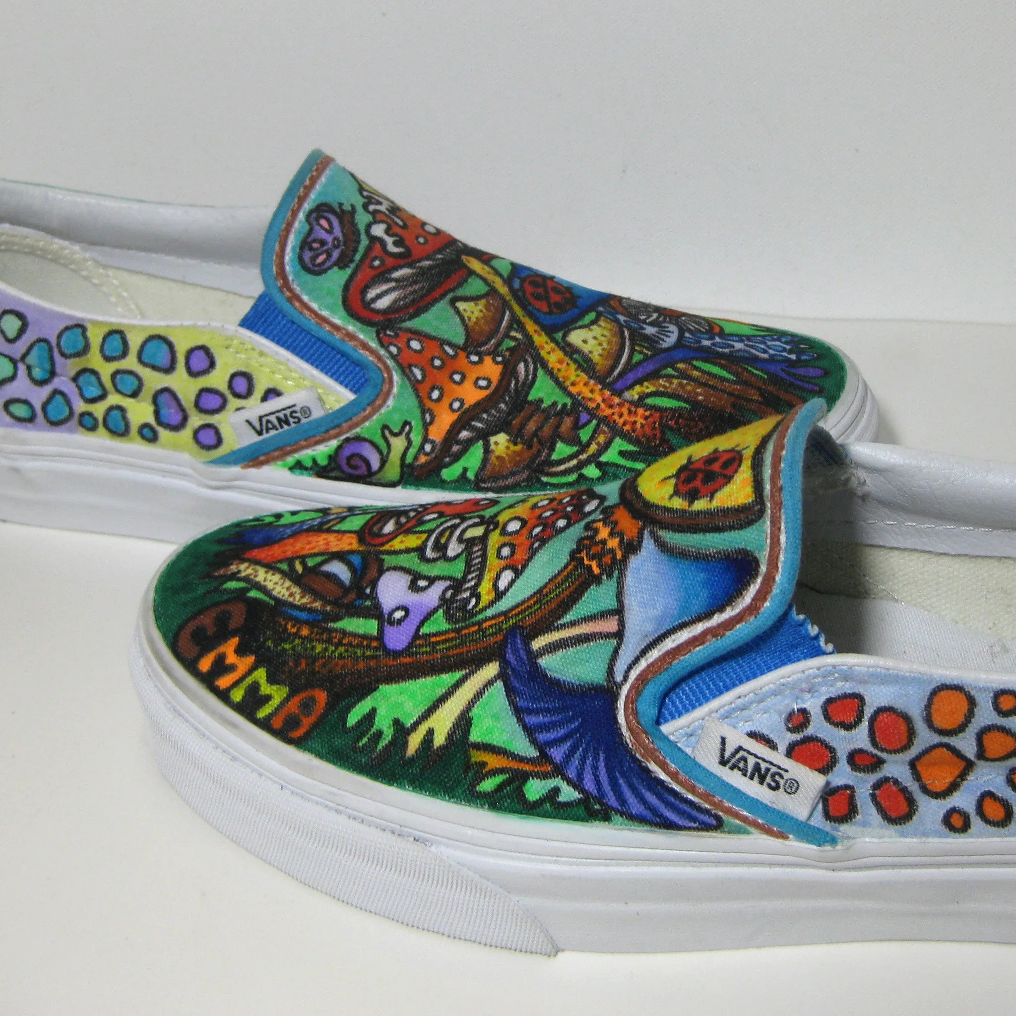 Mushroom themed custom Vans Slip On Sneakers