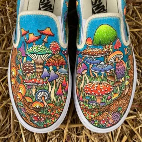 Mushroom themed custom Vans Slip On Sneakers