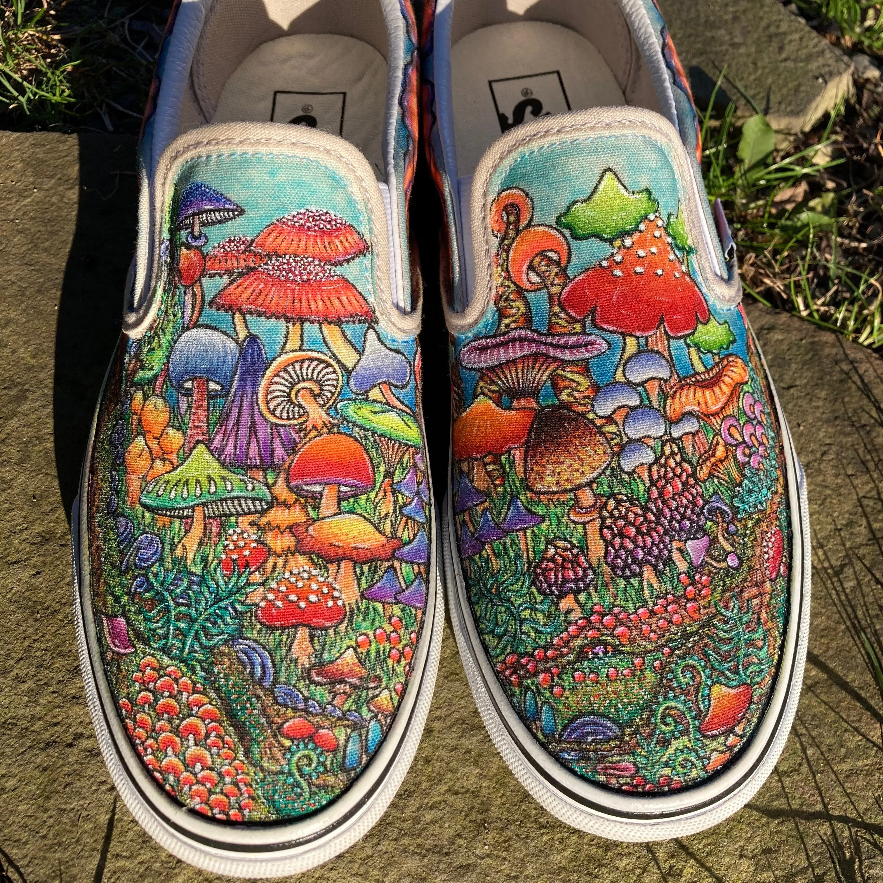 Mushroom themed custom Vans Slip On Sneakers