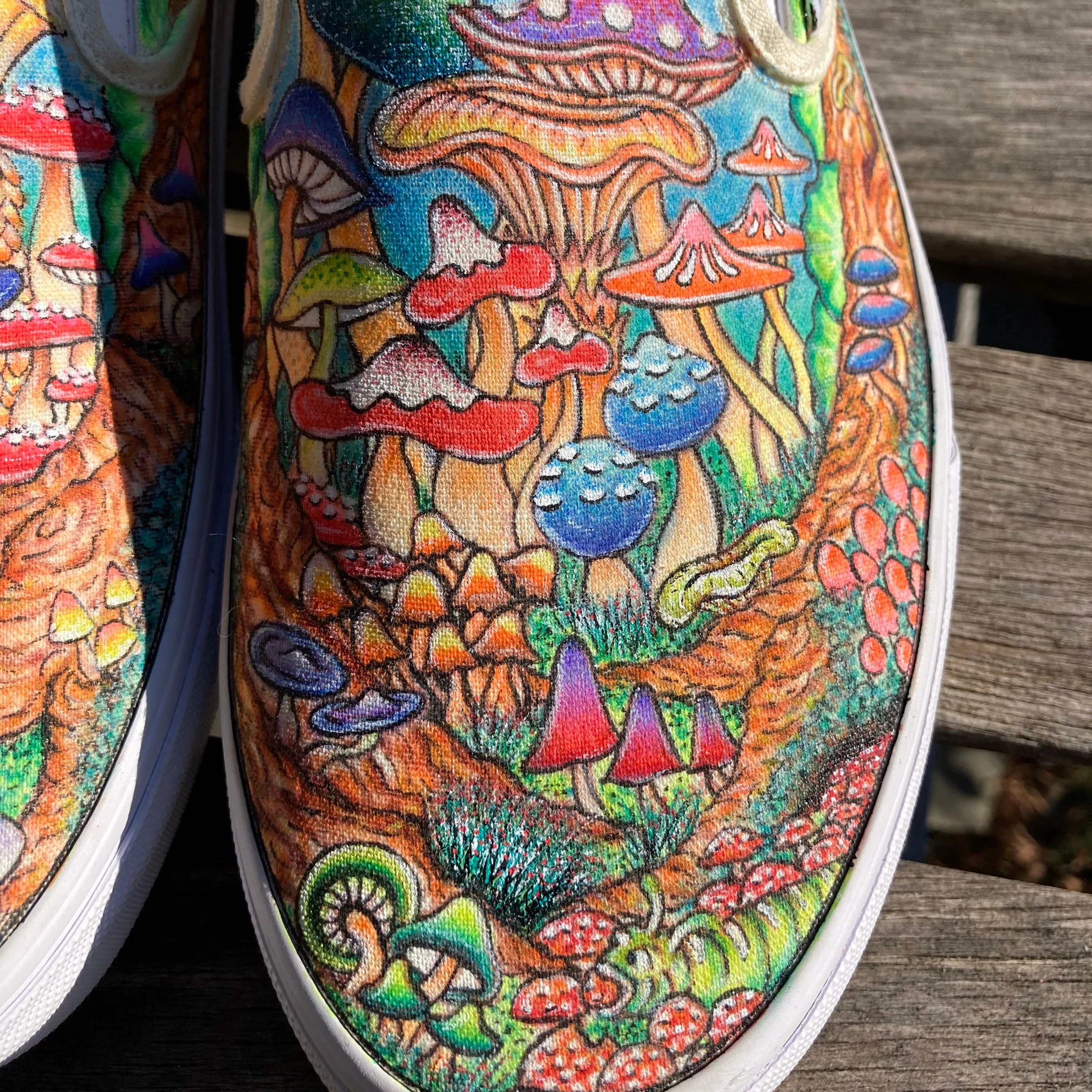 Mushroom themed custom Vans Slip On Sneakers