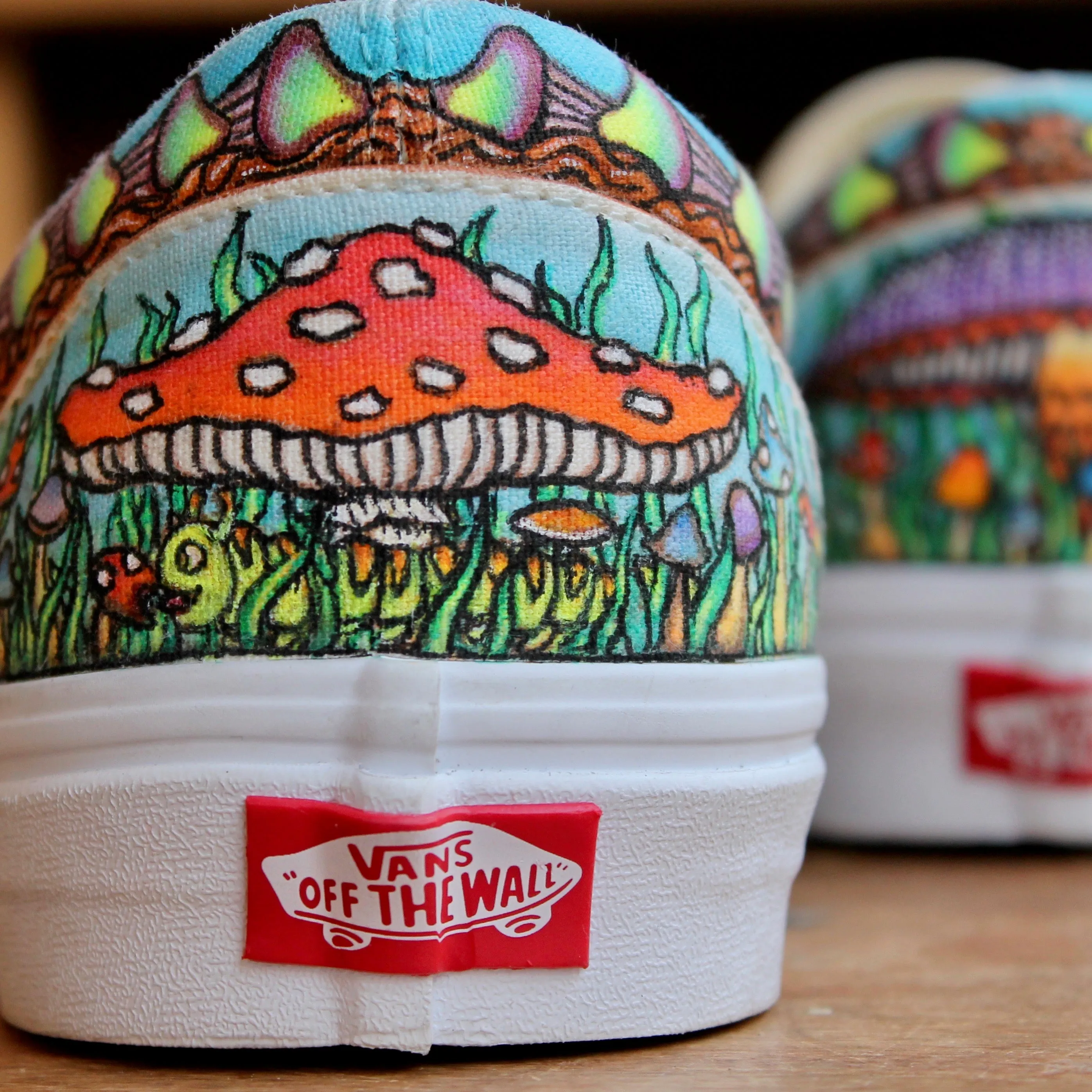 Mushroom themed custom Vans Slip On Sneakers