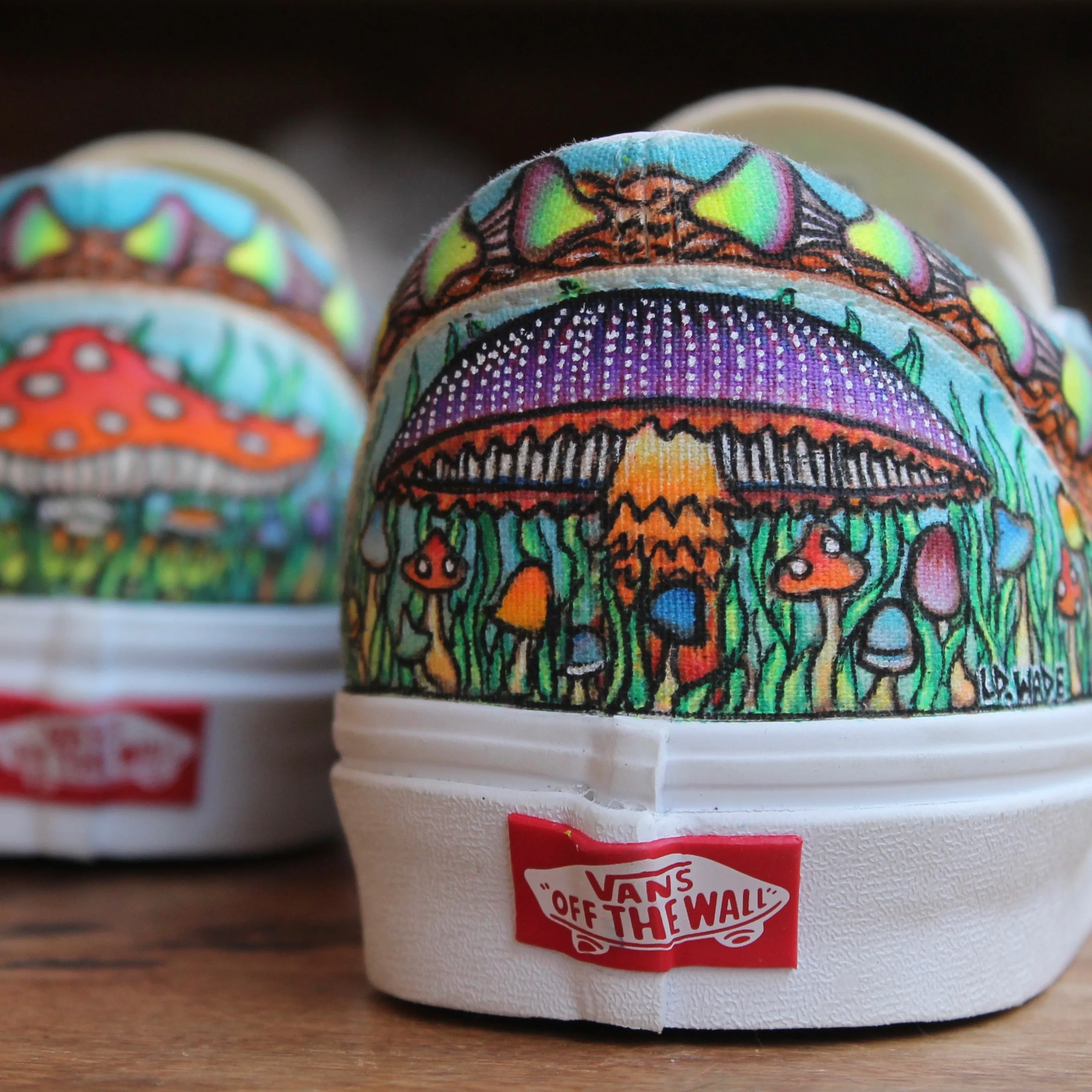 Mushroom themed custom Vans Slip On Sneakers