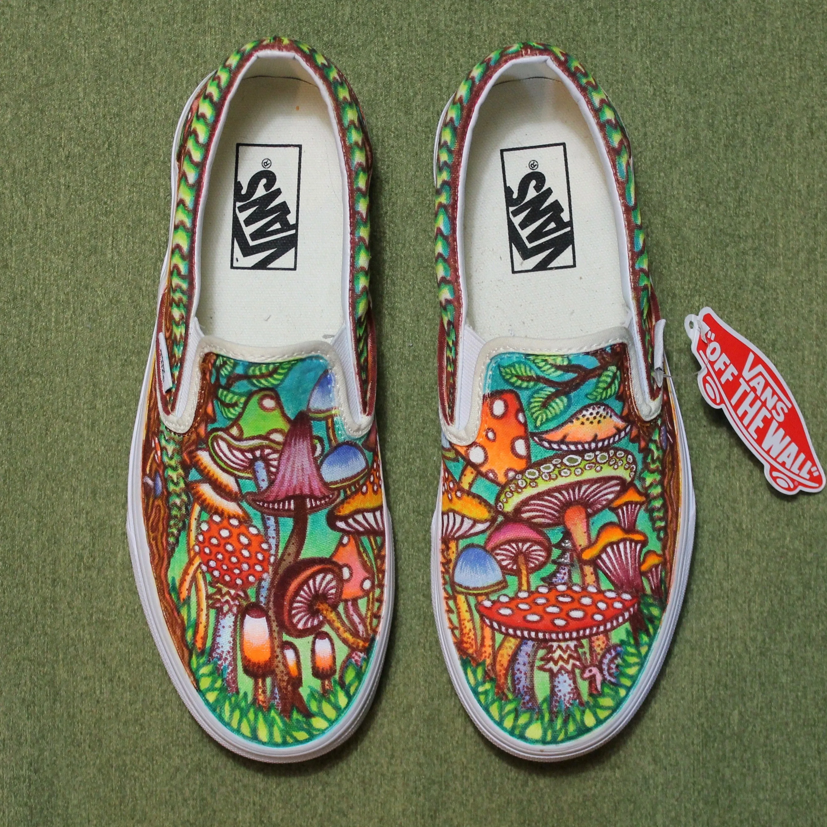 Mushroom themed custom Vans Slip On Sneakers