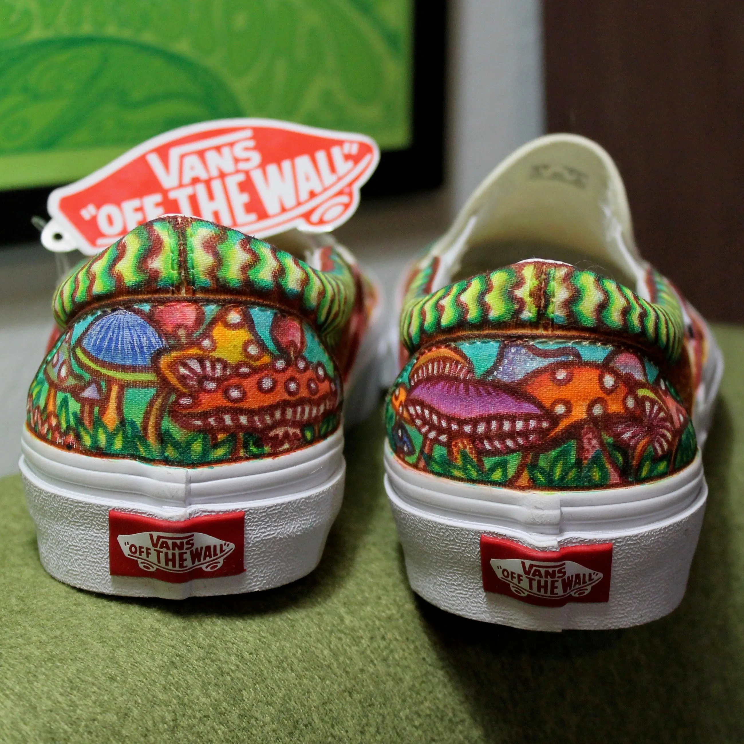 Mushroom themed custom Vans Slip On Sneakers