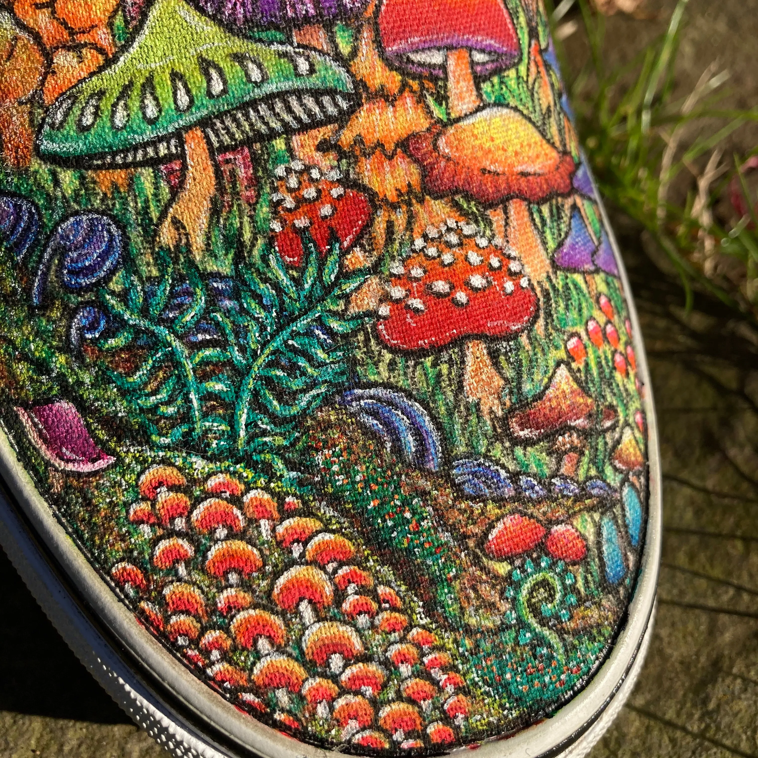 Mushroom themed custom Vans Slip On Sneakers