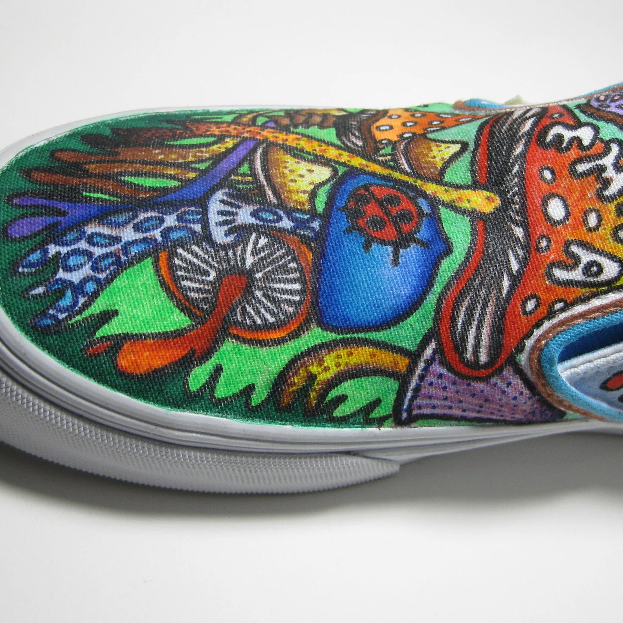 Mushroom themed custom Vans Slip On Sneakers