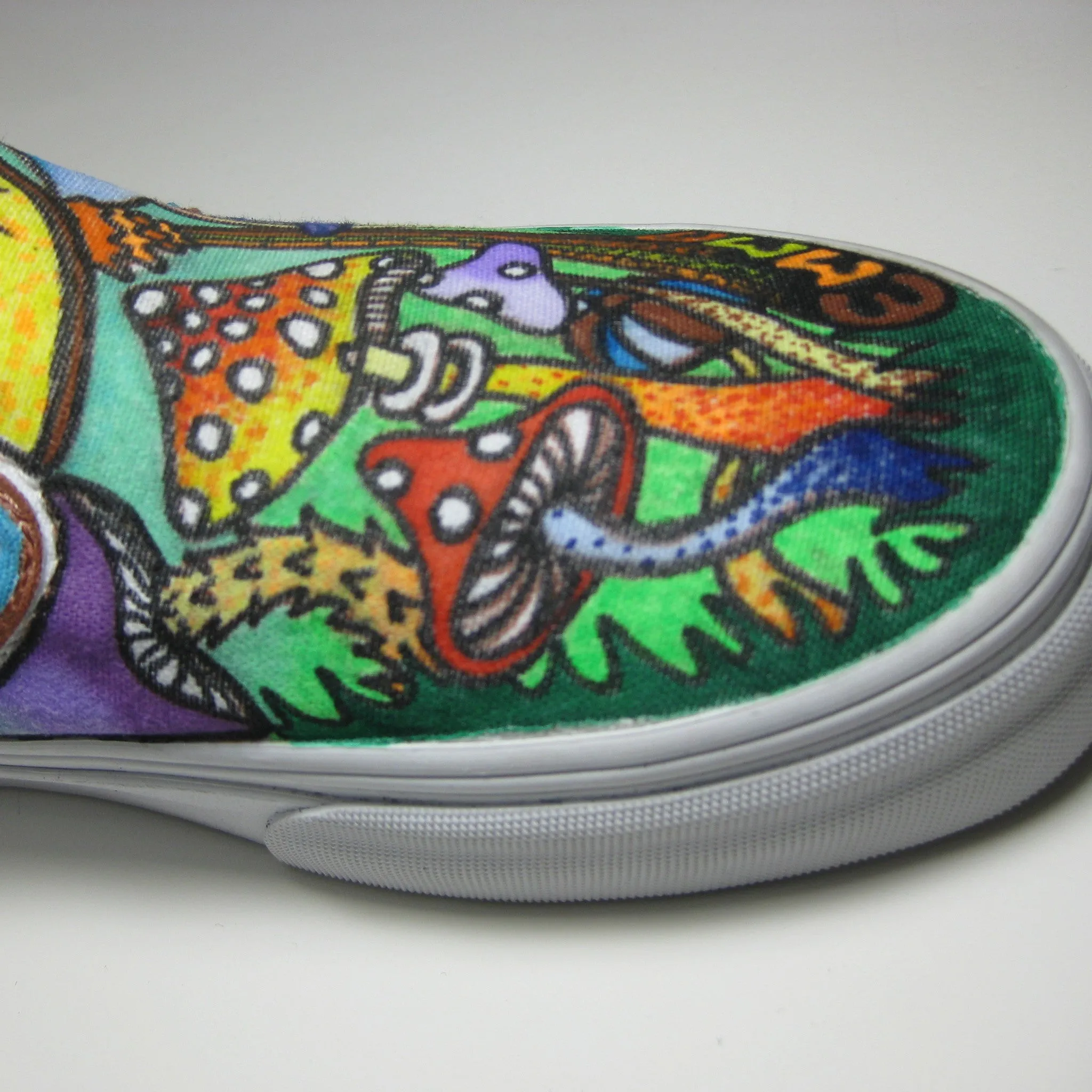 Mushroom themed custom Vans Slip On Sneakers