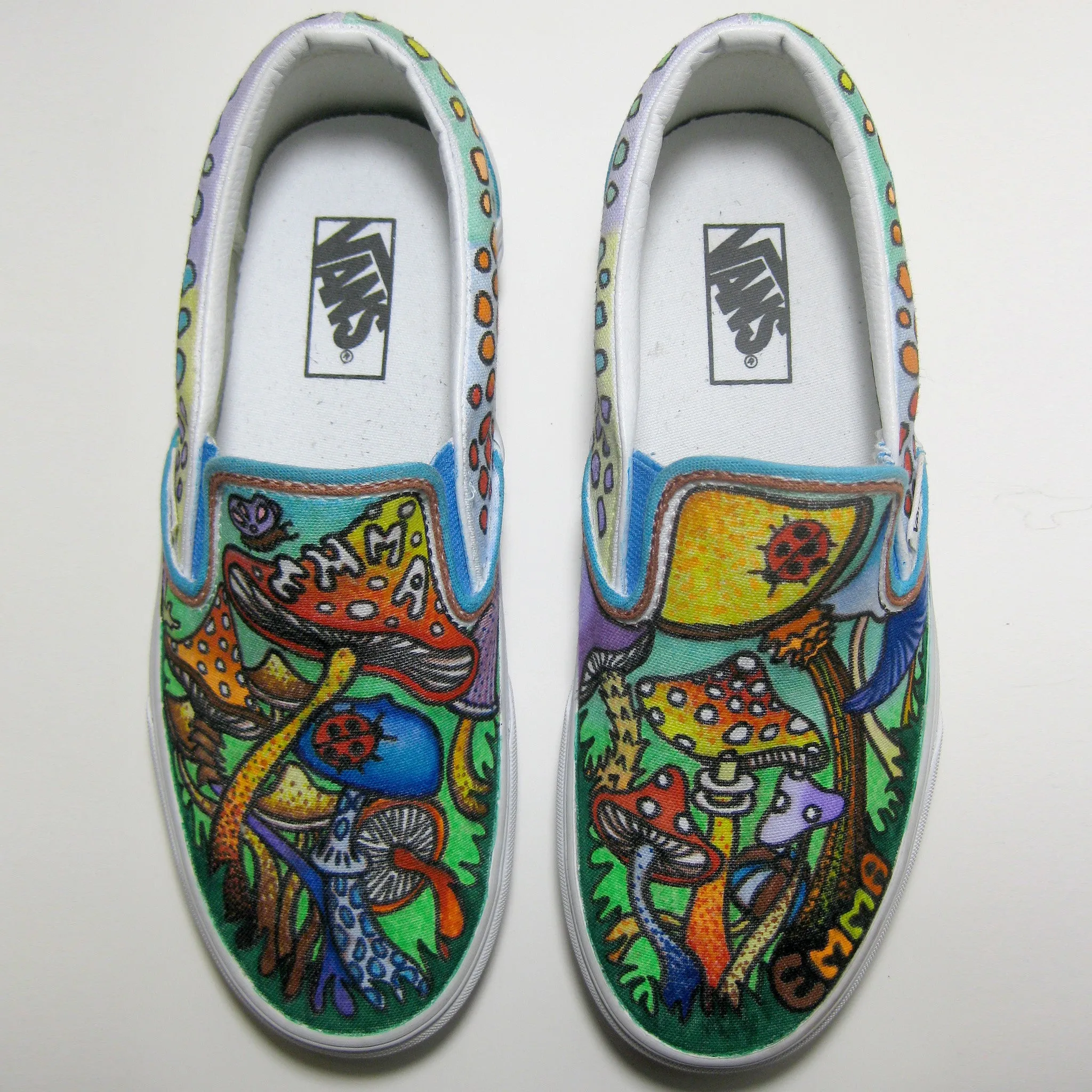 Mushroom themed custom Vans Slip On Sneakers