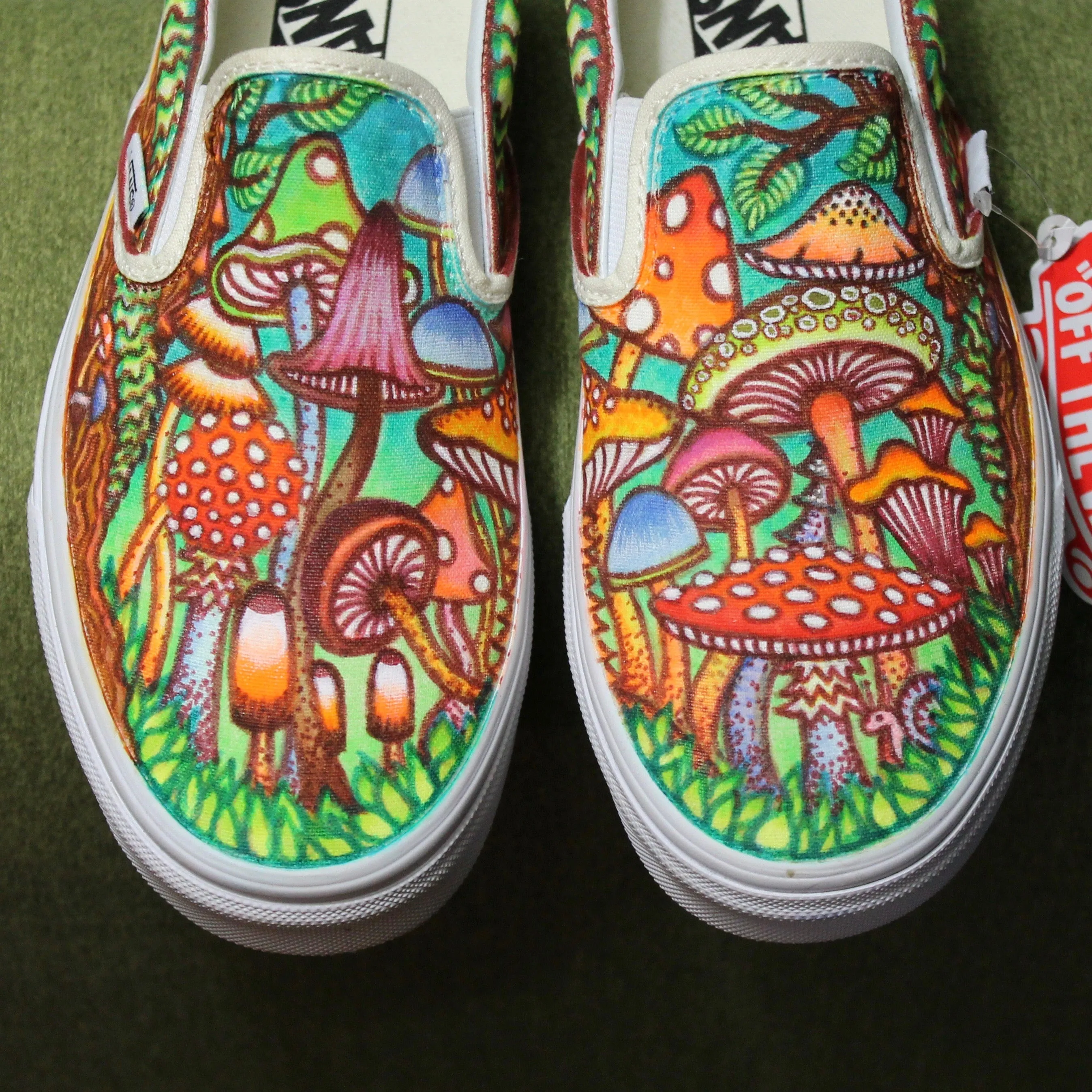 Mushroom themed custom Vans Slip On Sneakers