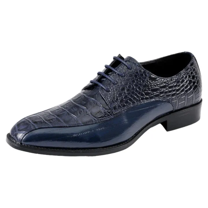 Navy Blue Men's Harvey Lace Up Dress Shoes Two Tone Fashion Design