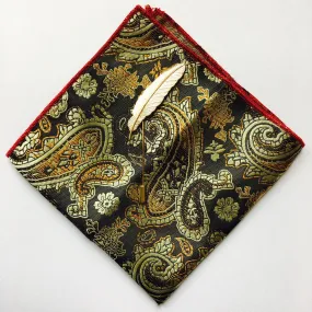 Paisley Pocket Square   Feather Lapel Pin