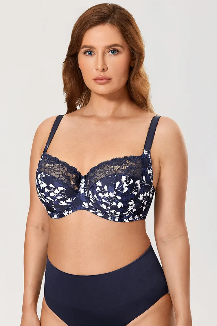 Plus size underwired non-padded lace bras (Size 34/75 - 44/100, D - H)