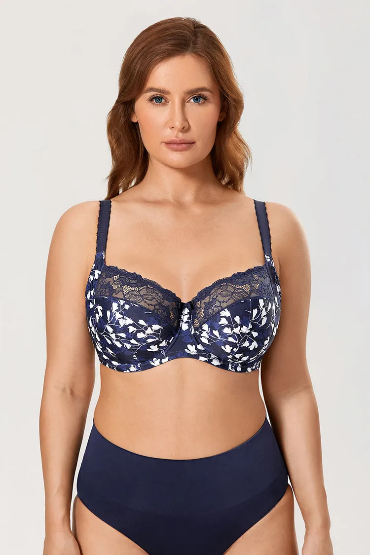 Plus size underwired non-padded lace bras (Size 34/75 - 44/100, D - H)