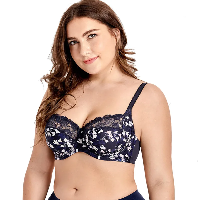 Plus size underwired non-padded lace bras (Size 34/75 - 44/100, D - H)