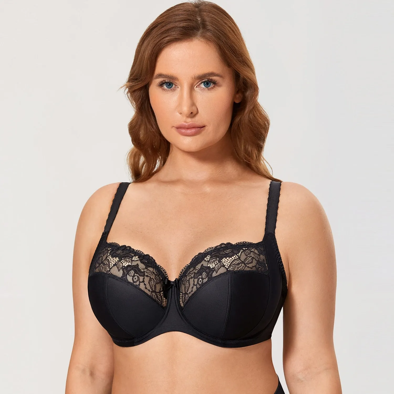 Plus size underwired non-padded lace bras (Size 34/75 - 44/100, D - H)