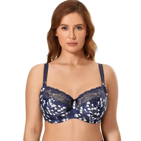 Plus size underwired non-padded lace bras (Size 34/75 - 44/100, D - H)