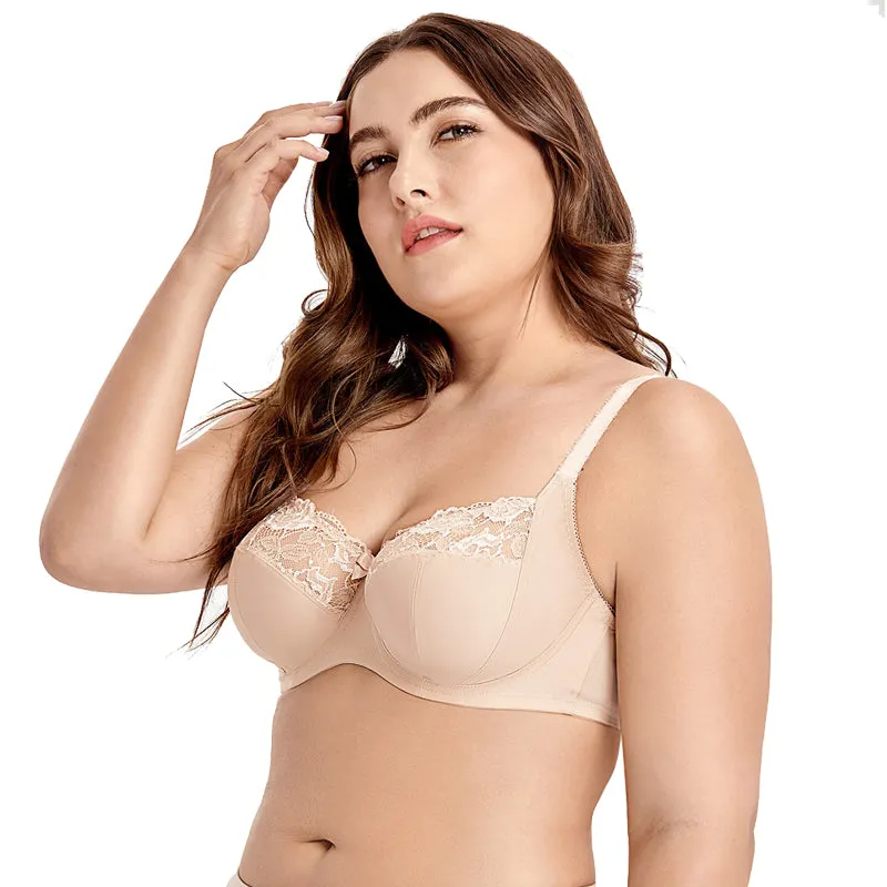 Plus size underwired non-padded lace bras (Size 34/75 - 44/100, D - H)