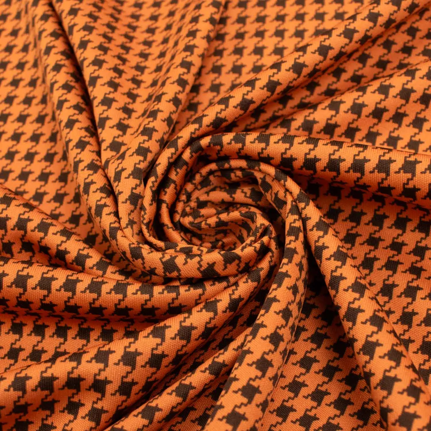 Printed Knits Black Houndstooth on Orange