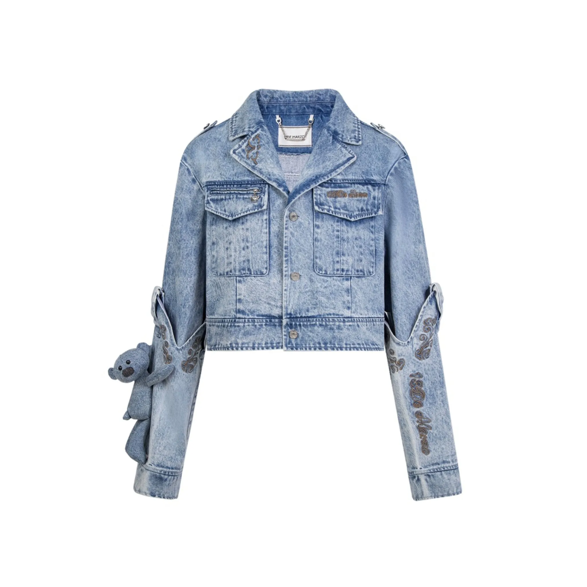 Removable Cuff Denim Jacket in Blue