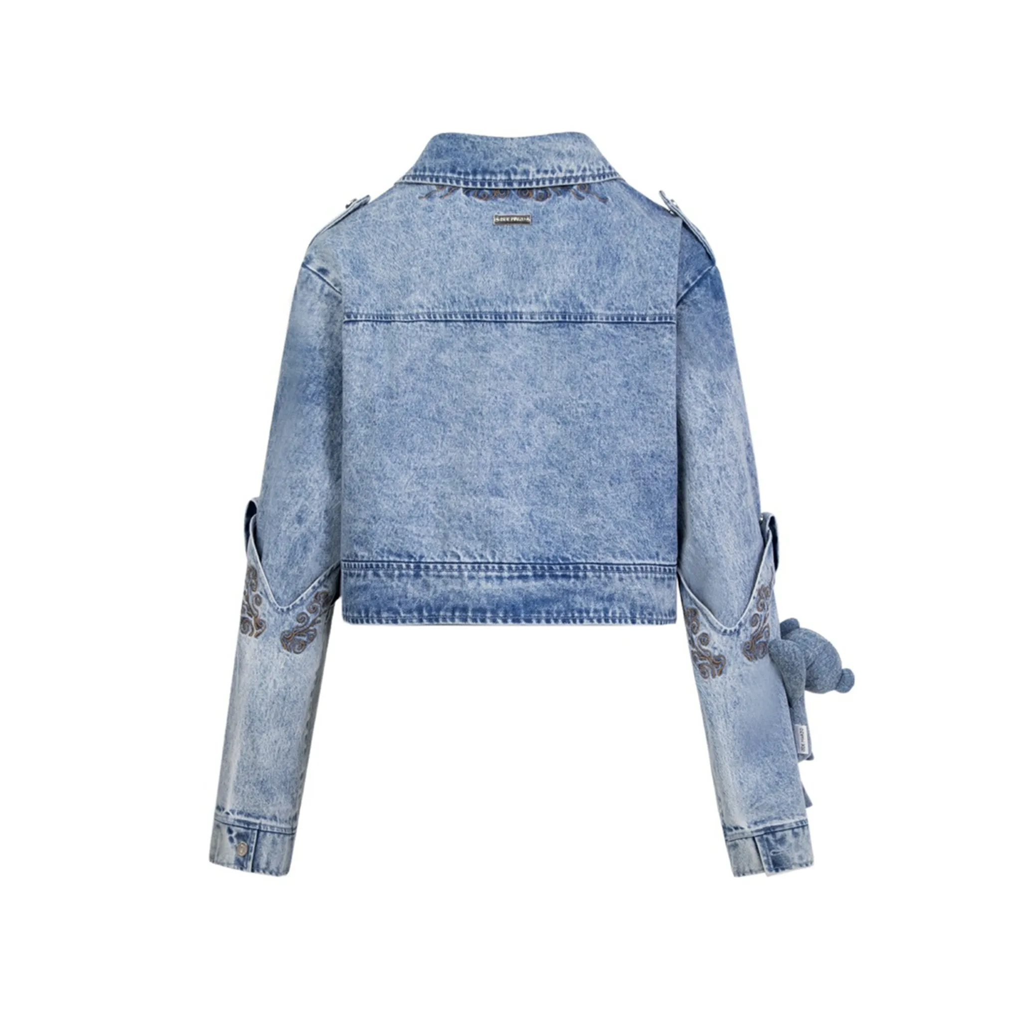 Removable Cuff Denim Jacket in Blue