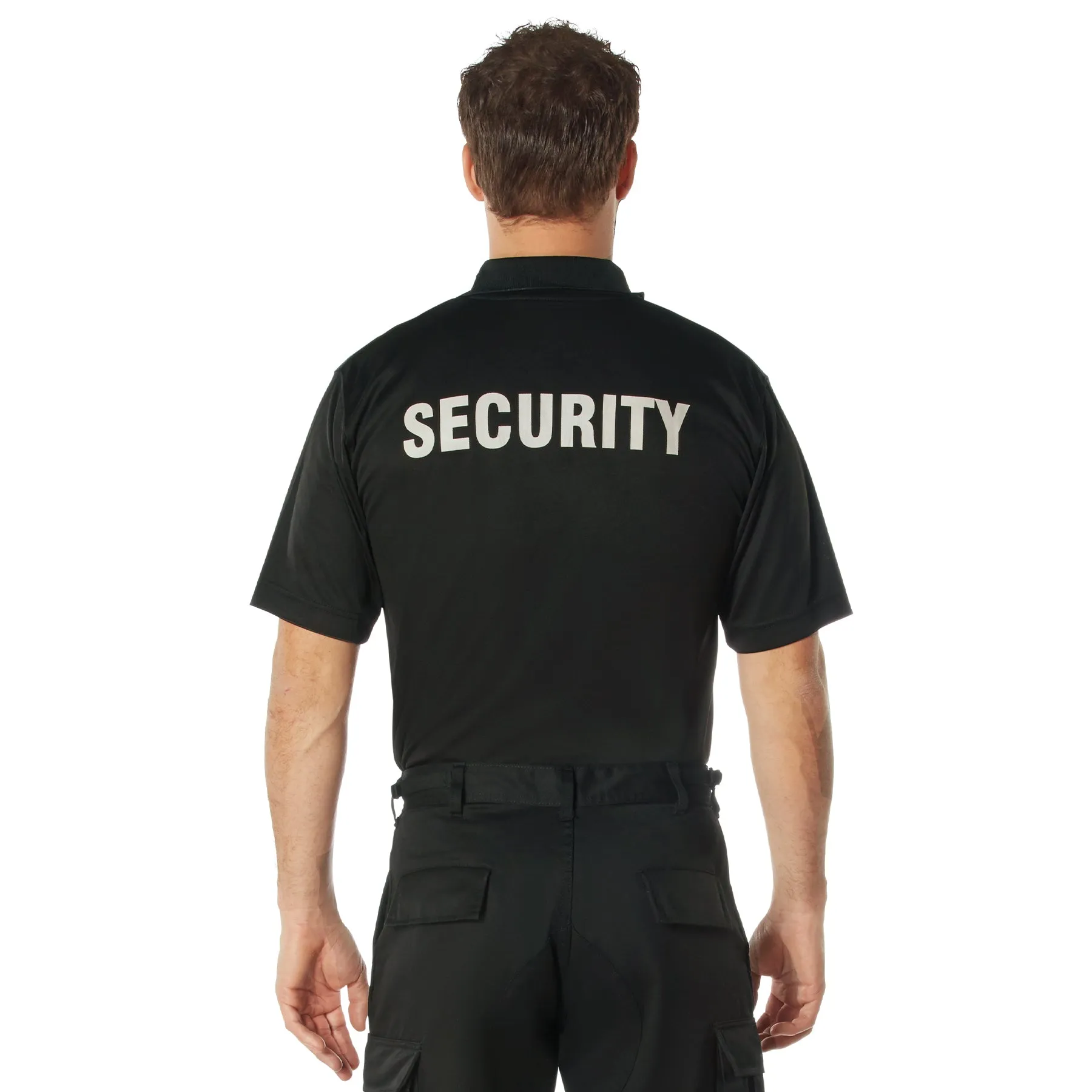 Rothco Moisture Wicking Security Polo Shirt / Black W/ White Lettering