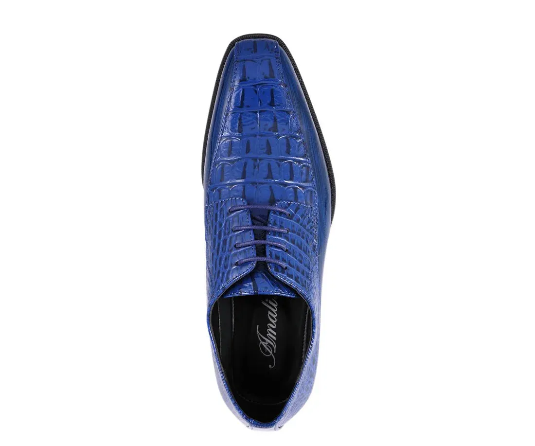 Royal Blue Men's Harvey Lace Up Dress Shoes Two Tone Fashion Design