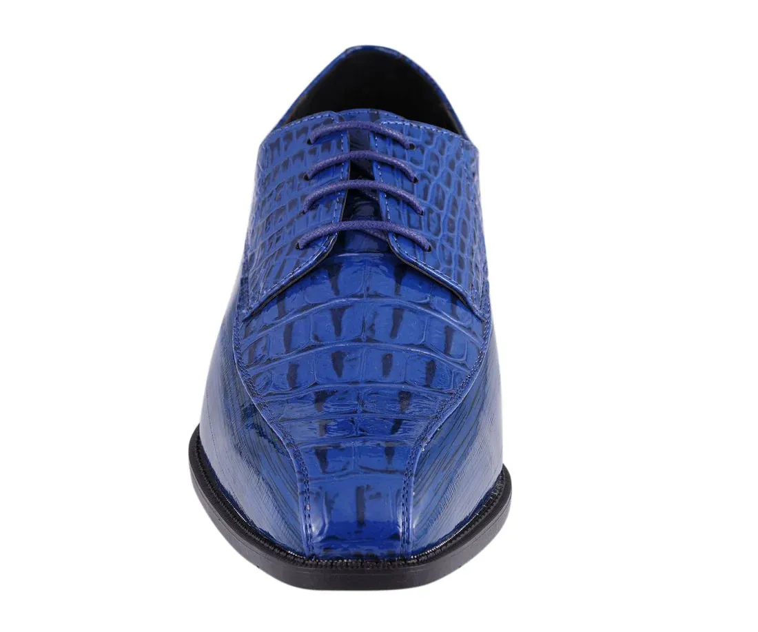 Royal Blue Men's Harvey Lace Up Dress Shoes Two Tone Fashion Design