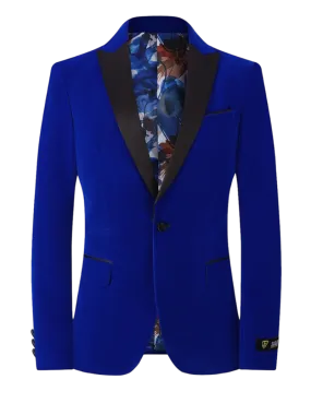 Royal Blue Men's velvet Blazer Peak Lapel with Bowtie Style No-VS1602