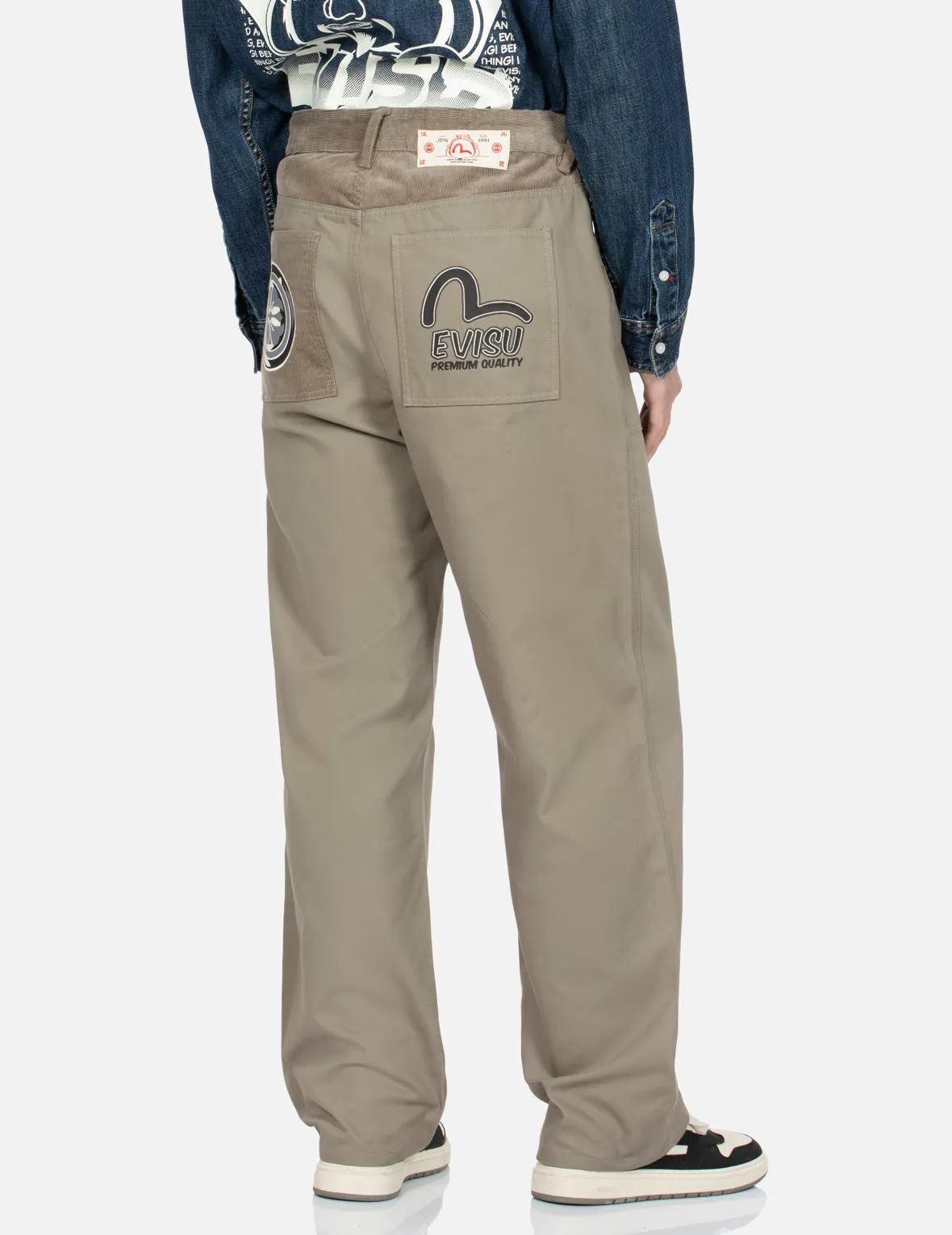 Seagull and Kamon Print Straight Fit Chino Pants