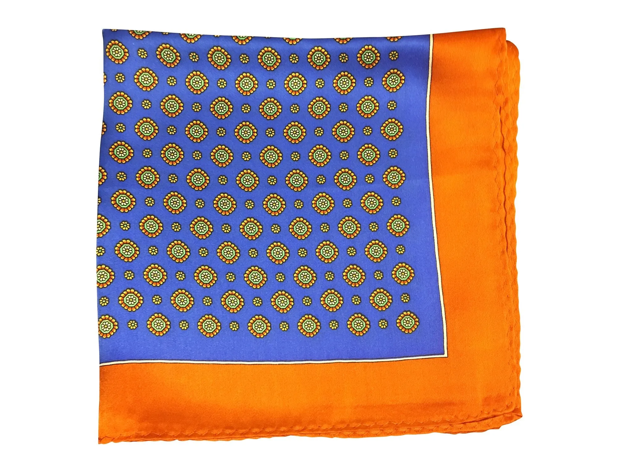 Silk Blue and Orange Pocket Square