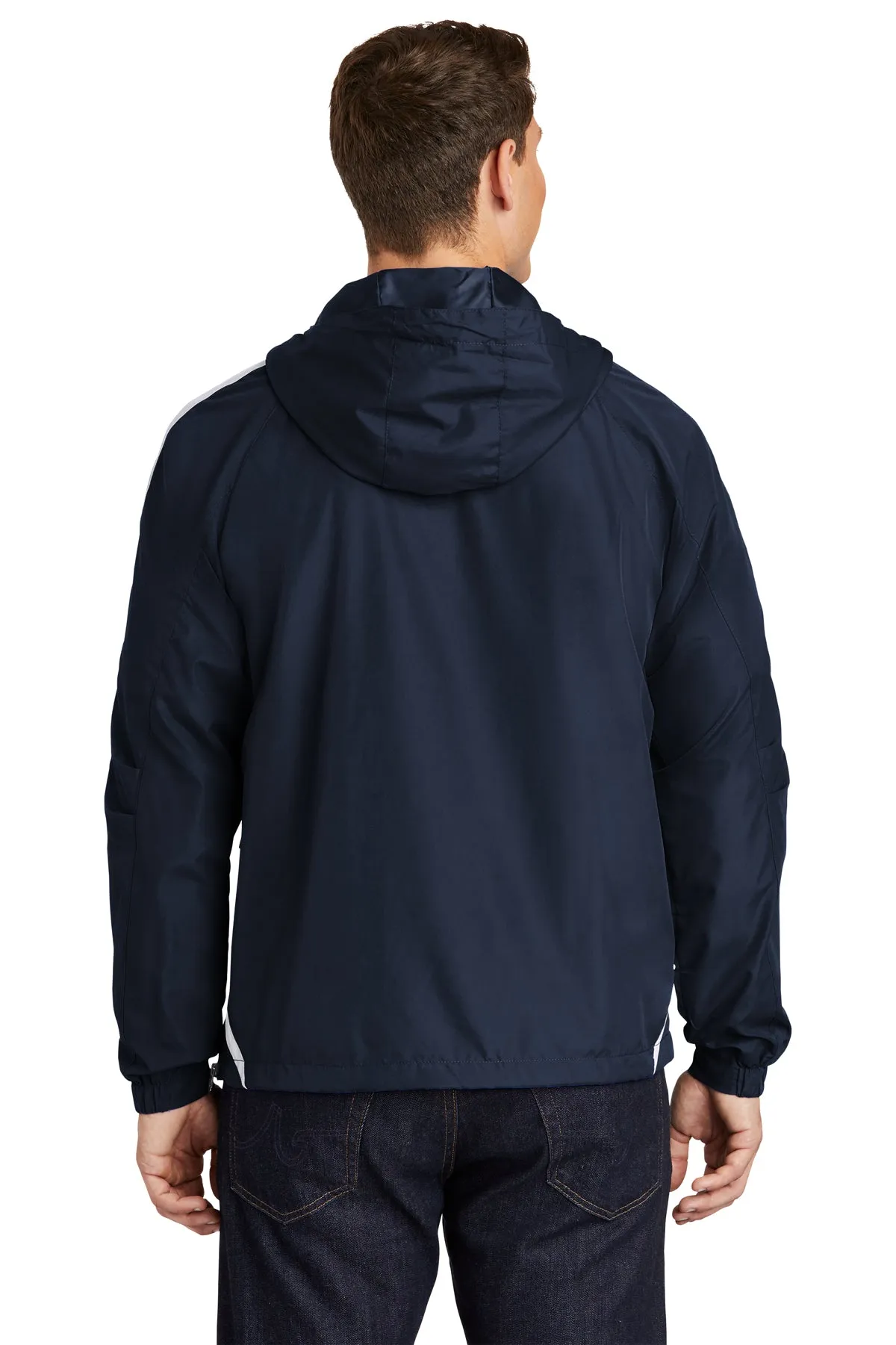 Sport-Tek Colorblock Raglan Custom Anorak Jackets, True Navy/White