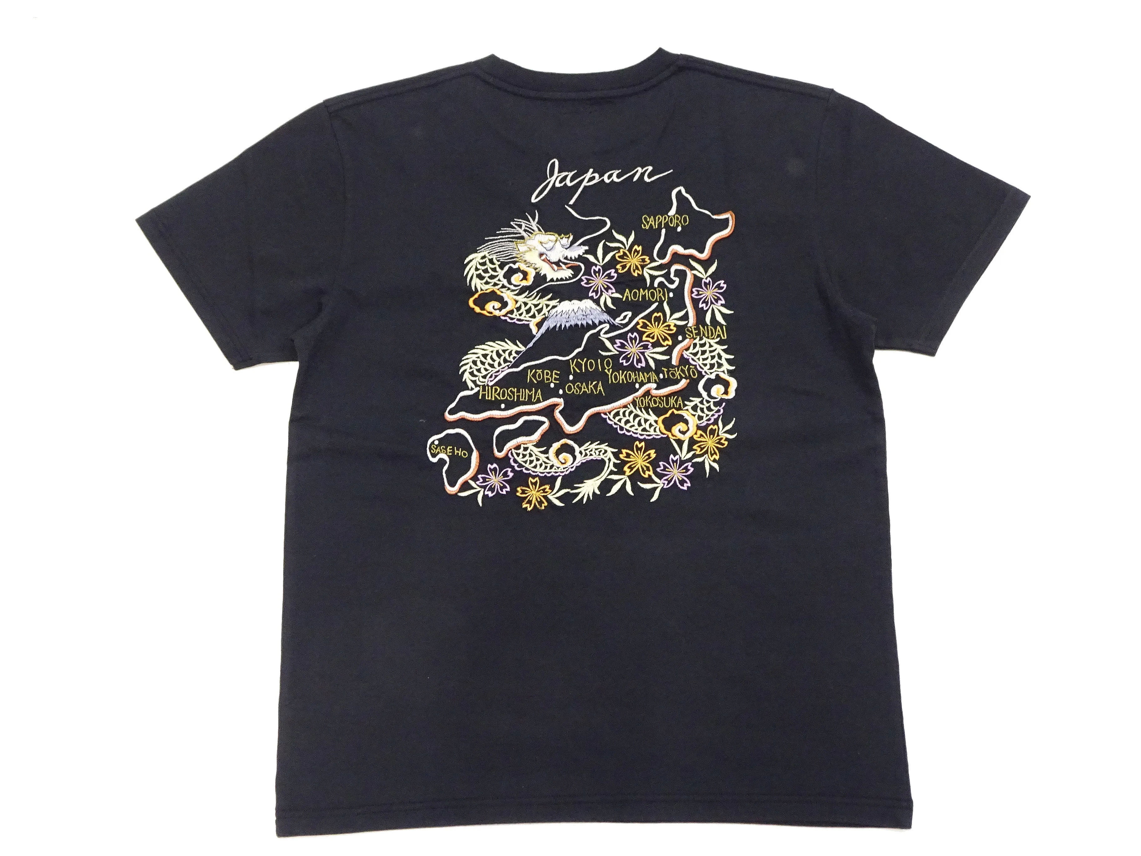 Tailor Toyo T-shirt Men's Sukajan Style Japan Map Embroidered Short Sleeve Tee TT79215 119 Black