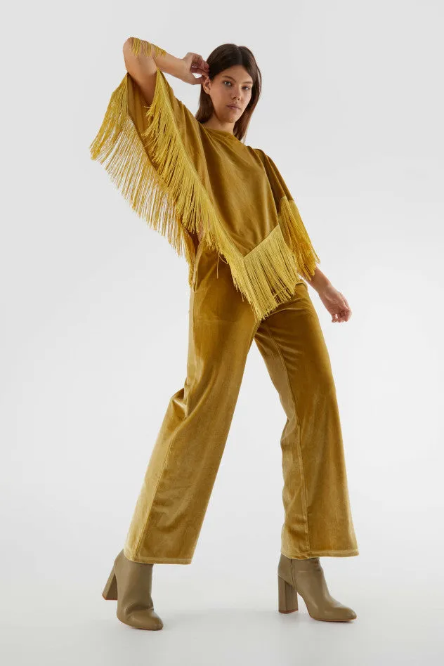 Velvet Stretch Pants - Gold