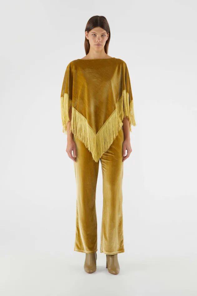 Velvet Stretch Pants - Gold