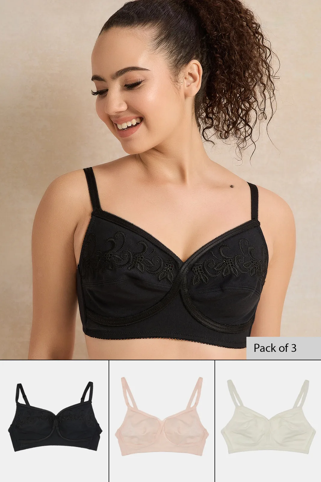 Women  Assorted Non-Padded Bras Set (Pack of 3)